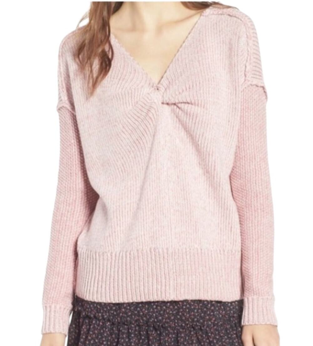 Rebecca Minkoff Pink Long Sleeve Lola Reversible Twist Pullover Sweater Size L